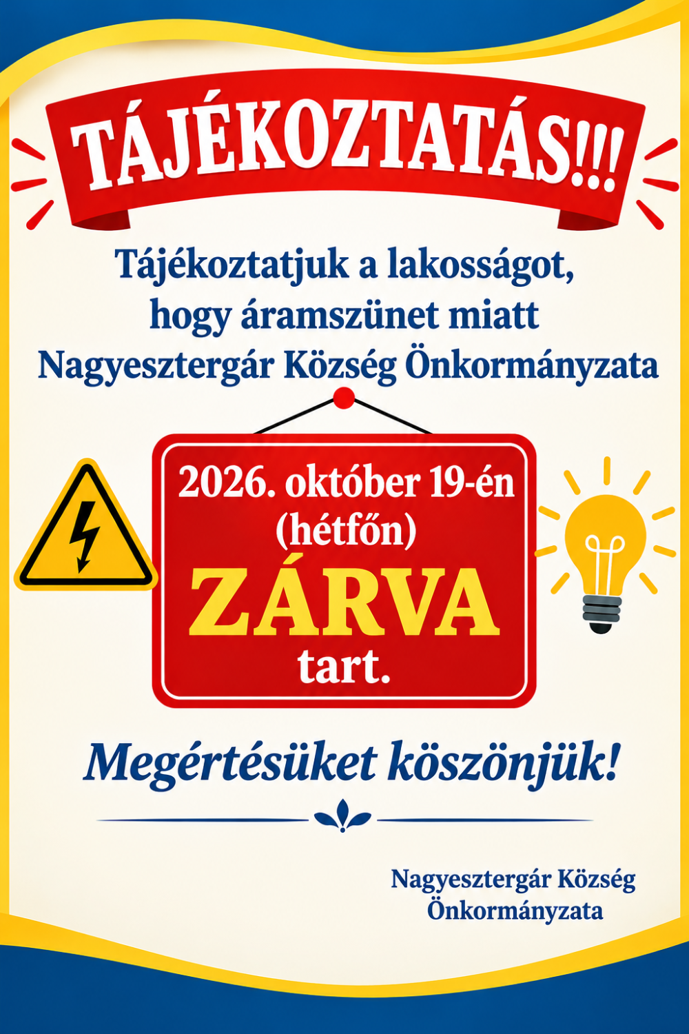 TÁJÉKOZTATÁS!